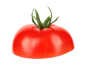 Half of ripe cherry tomato isolated on white