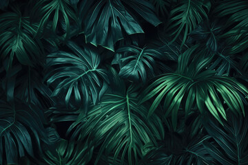 tropical jungle plants light green shade of dark green ,background,Dark green tropical leaves in close-up. Tropical forest.