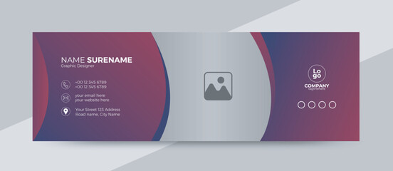 Corporate Email signature template or email footer and personal social media cover templates with an author photo place creative modern layout