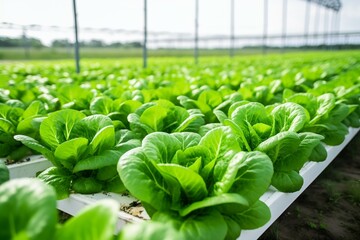 Fresh and healthy greenhouse-grown romaine lettuce. Generative AI