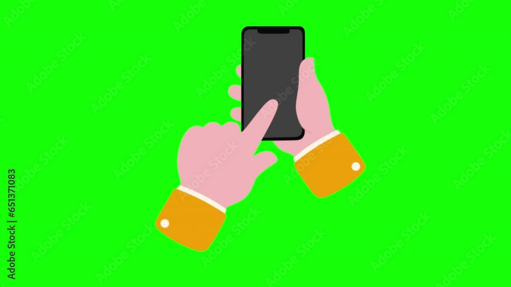 Poster 2d animation tapping on the smartphone screen on green screen