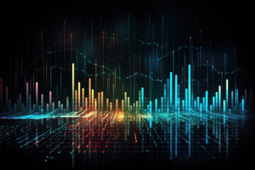 Abstract colorful data visualization background with electronic waves