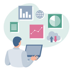 パソコンで仕事をする男性