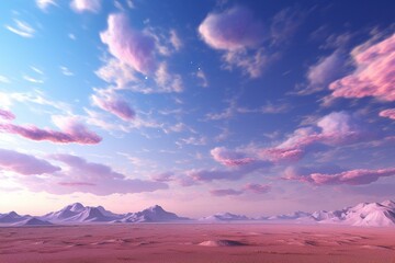 HDRI of pink and violet desert sky with clouds, 3D rendered panorama. Generative AI