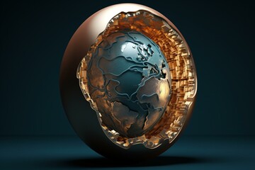 3D-rendered globe inside an egg. Generative AI