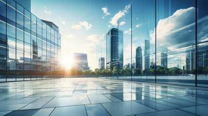 Fototapeta premium Business and financial skyscraper buildings concept.