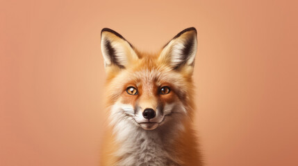 Fototapeta premium Fancy Red fox, advertising photography, Pastel color palette background
