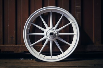 White motorcycle wheel. Generative AI