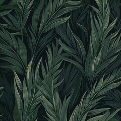 Luxury green background vector with green leaf pattern. Vector illustration.