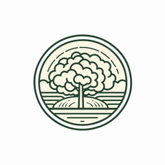 simple circular logo of garden landscape