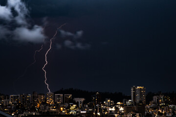 Naklejka na ściany i meble Lightning over the city of Quito