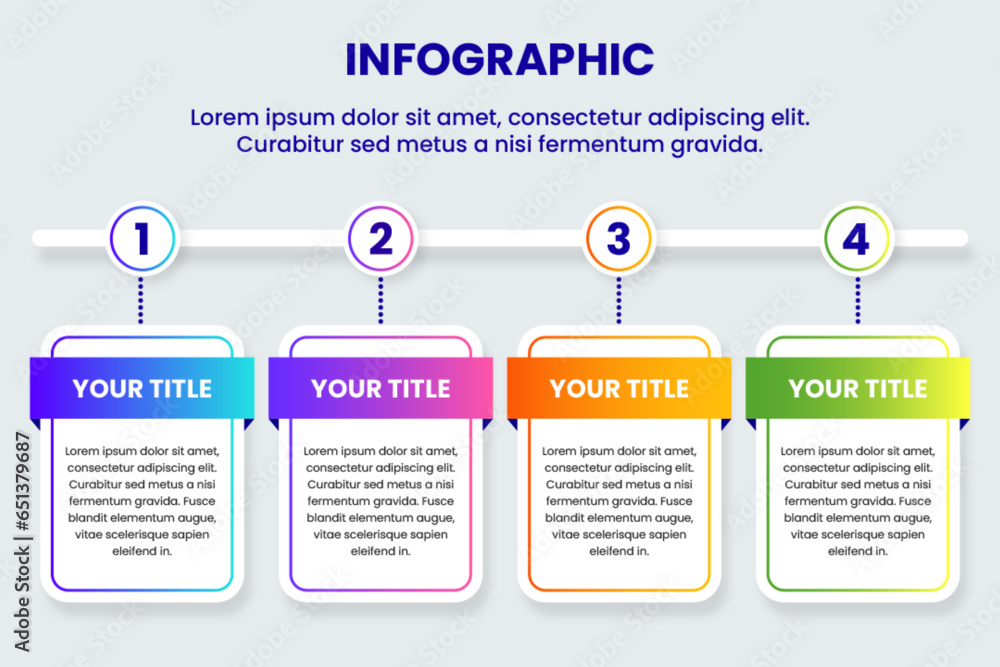 Wall mural Business process infographic 4 steps design template modern gradient color