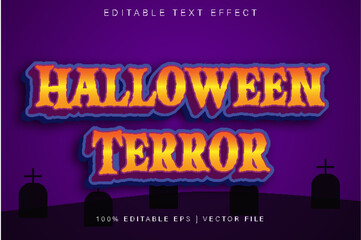Fototapeta na wymiar Halloween Terror Editable Text Effect Cartoon Style