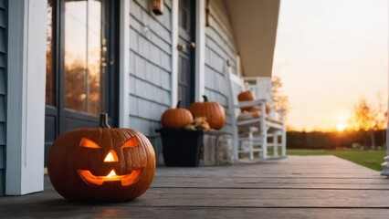 Obraz premium Jack O'Lantern on a porch 