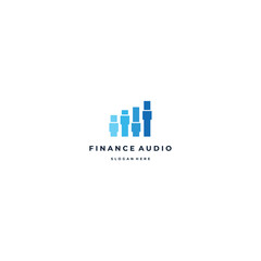 financial audio logo design icon template, diagram combine with mixer audio logo creative concept