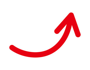 赤色の上向き矢印アイコン ビジネスイラスト