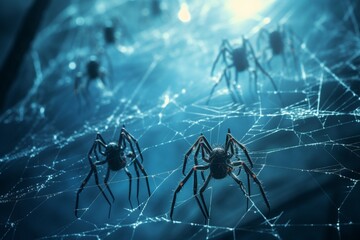 spider on web, Generative AI - obrazy, fototapety, plakaty