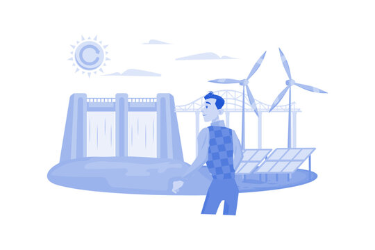 Sustainable Energy Illustration concept on white background