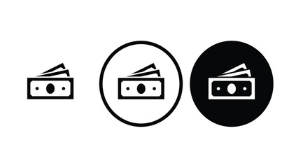 icon cash money black outline for web site design 
and mobile dark mode apps 
Vector illustration on a white background