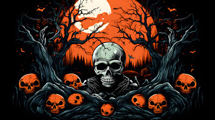 Chilling Kaleidoscope: The Haunting Spectrum of Skulls, AI Generative