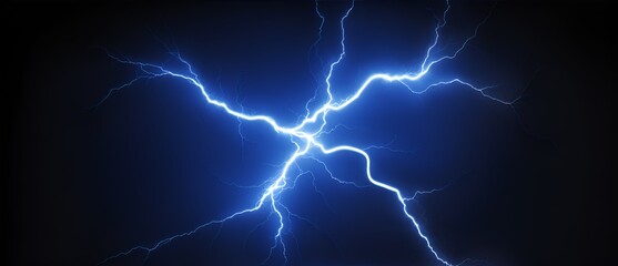 Abstract image of electrical current and voltage on a plain black background illuminated by blue light from Generative AI