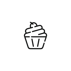 Cup cake line icon isolated on white background