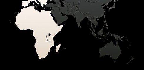 Africa map illustration, black background. Generative AI