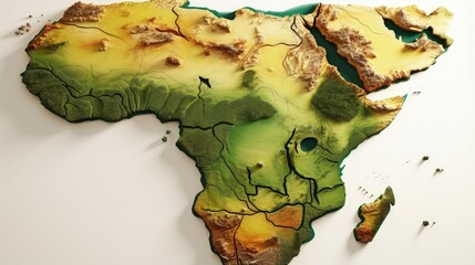 Africa map illustration, white background. Generative AI - obrazy, fototapety, plakaty