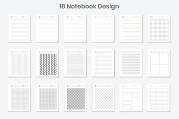18 Printable Notebook Papers Bundle - KDP Interior.