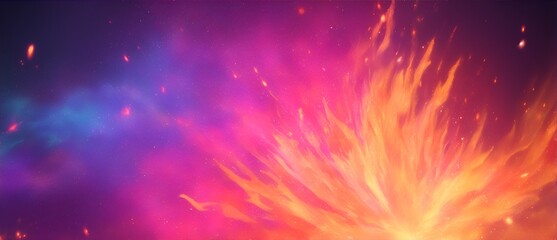 Close up of abstract colorful fire particles texture from Generative AI