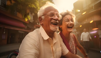 Elderly indian couple sharing heartwarming moments of joy and happiness