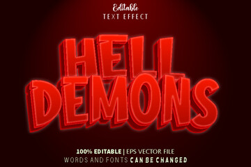 Hell Demons Editable Text Effect Emboss Cartoon Style