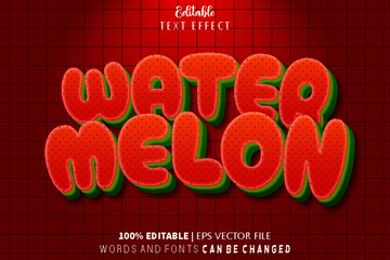 Watermelon Editable Text Effect Emboss Cartoon Style