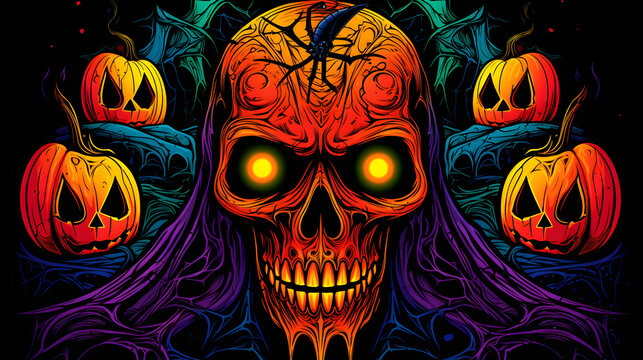 Moonlit Mayhem: Embracing Halloween's Dark Night, ottobre zucca spaventato male