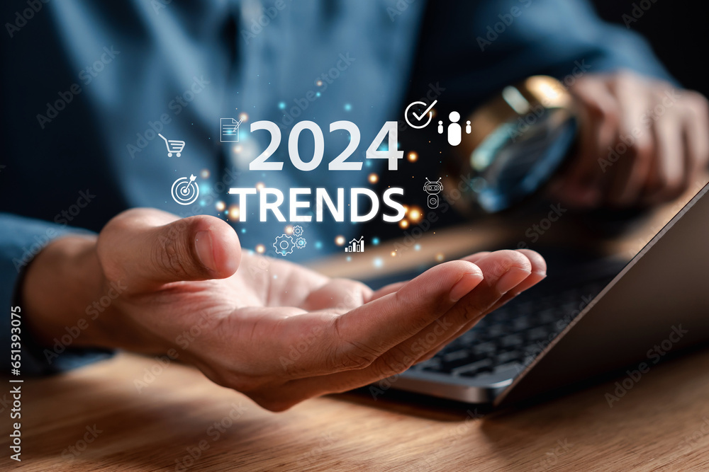 Leinwandbilder Starting New year with ambition and trends of 2024 and countdown merry christmas and happy new year, Planning and challenge strategy in new year 2024 Concept.