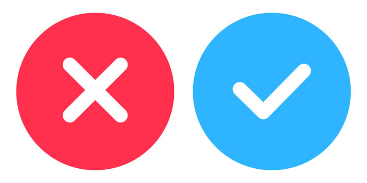 simple icon vector of tick and cross symbol