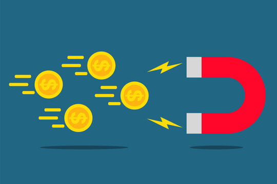 vector business illustration of a magnet that attracts money