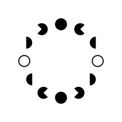 Black circle moon different phases or lunar phase waxing and waning flat vector icon design