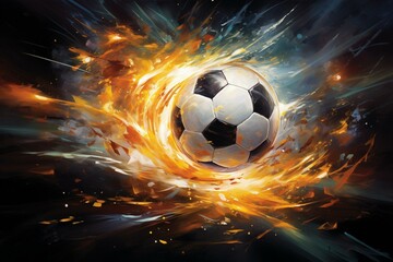 Dynamic soccer ball artwork. Generative AI