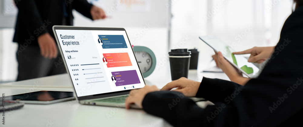 Poster customer experience and review analysis by modish computer software for corporate business
