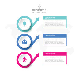 Vector infographic business presentation template with circular interconnection with 3 options.