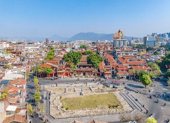 Aerial photography, China, Fujian Province, Quanzhou City, Dejimen ruins, Tianhou Temple