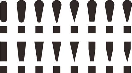 モノクロのびっくりマークのベクターイラストセット
