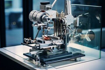A detailed image of a dental milling machine. Generative AI - obrazy, fototapety, plakaty