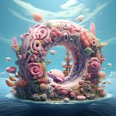 A whimsical underwater donut kingdom