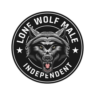 lone wolf male logo illustration concept