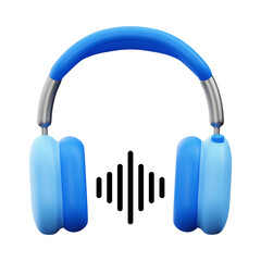 3D Headphones Isolated on Transparent Background
