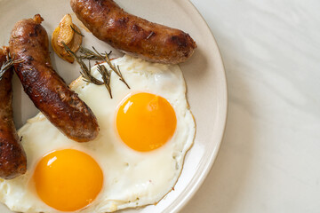 double fried egg with pork sausage