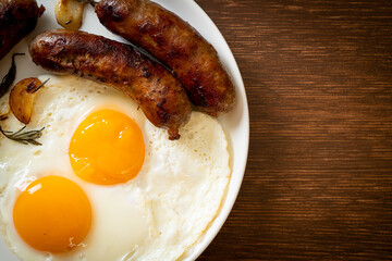double fried egg with pork sausage