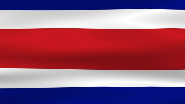 Costa Rica flag smooth waving animation. Wonderful Flag of the Costa Rica with Folds. Flag background. 4k 3D render.